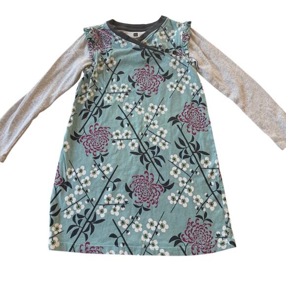 Tea Collection Other - Tea Collection Wrap Neck Chrysanthemum Floral Dress Girls Size 6